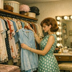 Mujer mirando en una armario ropero_Imagen generada con IA