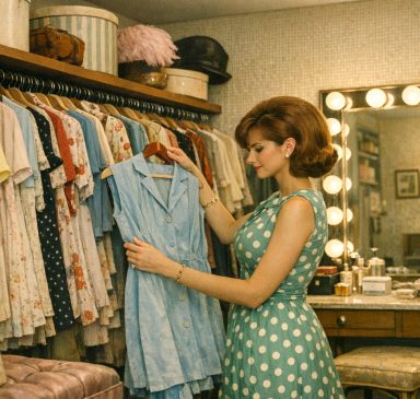 Mujer mirando en una armario ropero_Imagen generada con IA